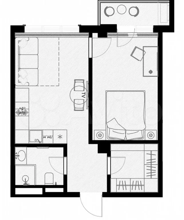 1-к. квартира, 44,7 м, 7/7 эт. - Фото 1