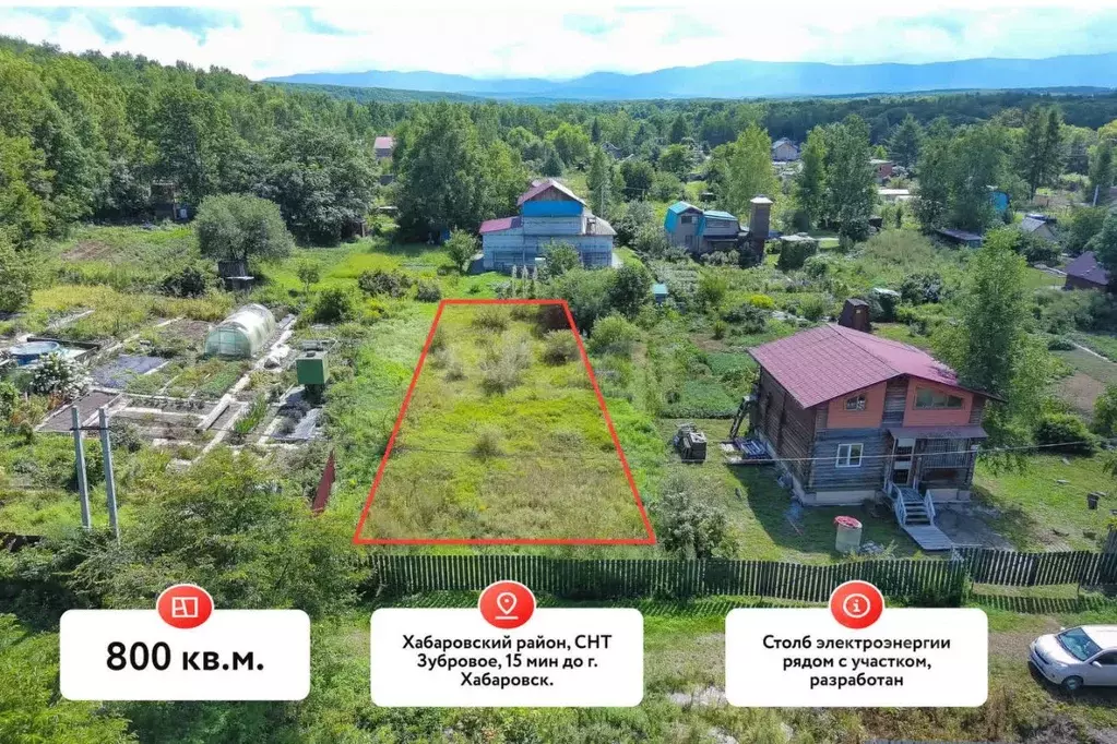 Участок в Хабаровский край, Хабаровский район, Зубровое СНТ 123 (8.0 ... - Фото 1