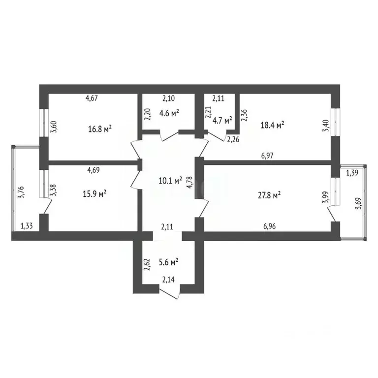 3-к кв. Амурская область, Благовещенск Политехническая ул., 1 (107.9 ... - Фото 1