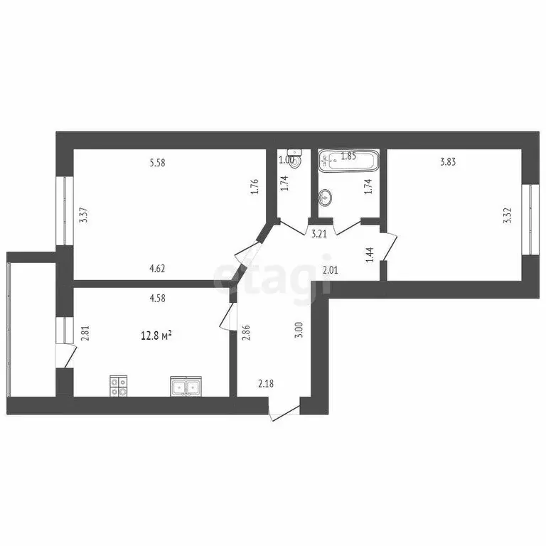 2-комнатная квартира: Тюмень, Широтная улица, 158к1 (61.1 м) - Фото 0