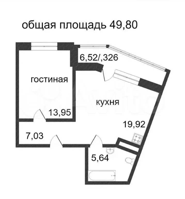 1-к. квартира, 49,8 м, 14/16 эт. - Фото 0