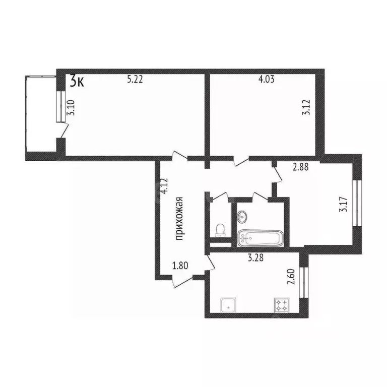 3-к кв. Белгородская область, Белгород Народный бул., 87 (60.3 м) - Фото 2