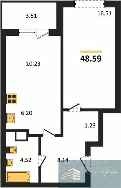1-к кв. Воронежская область, Воронеж ул. Ломоносова, 116Б (48.6 м) - Фото 0