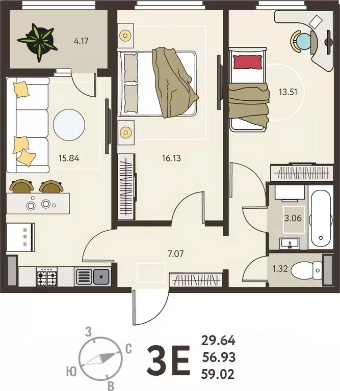 2-к кв. Курская область, Курск Курского завода тракторных запчастей ... - Фото 1