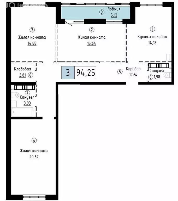 3-комнатная квартира: Хабаровск, улица имени Лейтенанта С.В. Орлова, 9 ... - Фото 0