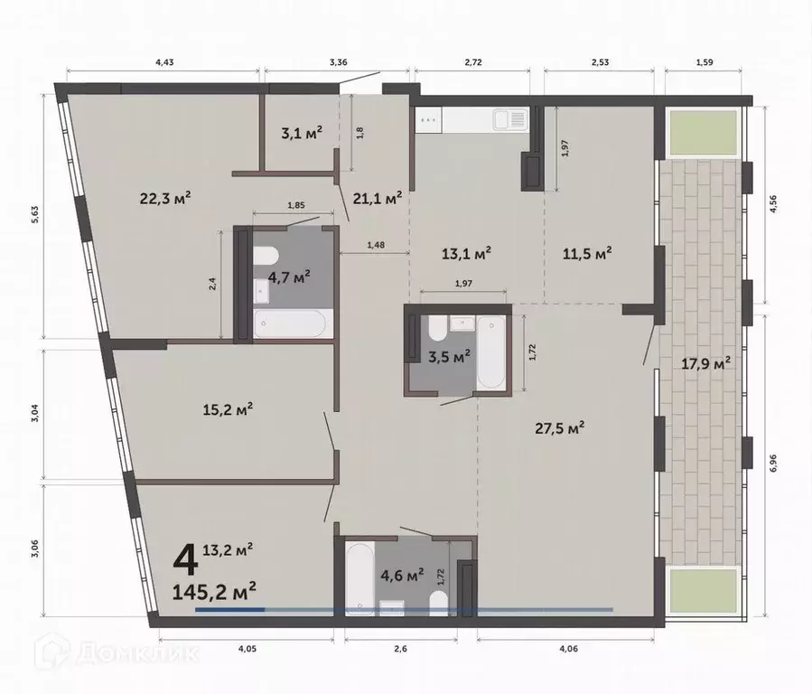 Продаётся 3-к квартира, 145.2 м - Фото 1