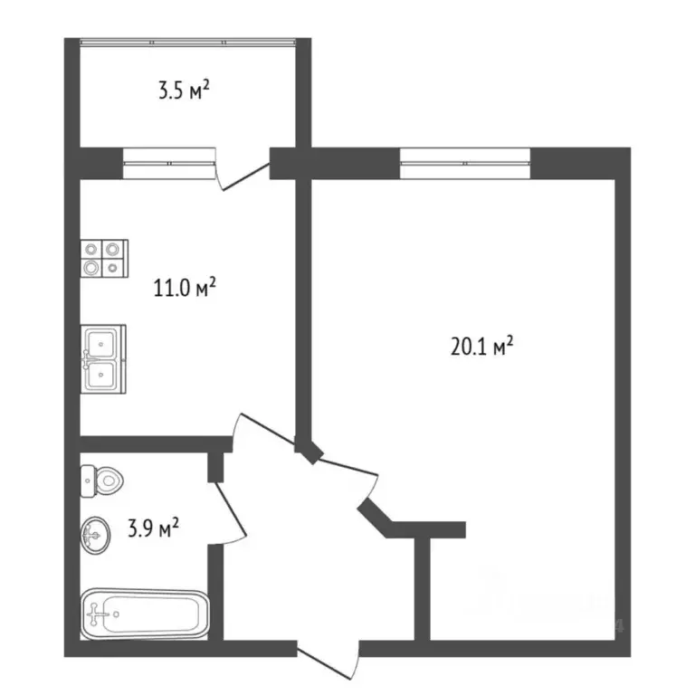1-к кв. Тюменская область, Тюмень ул. Прокопия Артамонова, 6к1 (37.6 ... - Фото 1