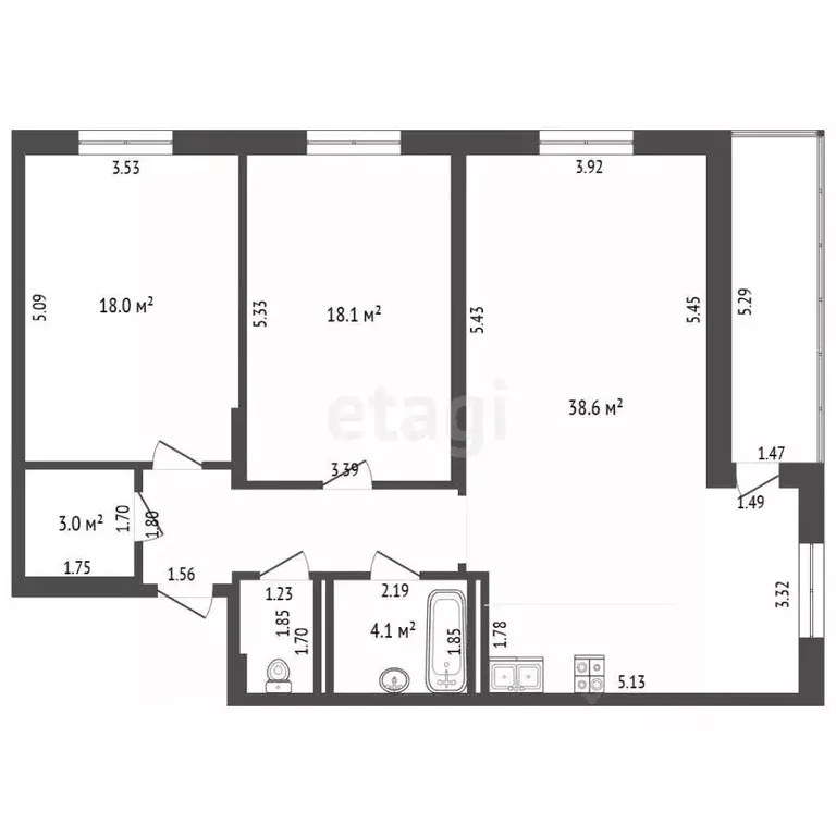 3-к кв. Самарская область, Самара ул. Дыбенко, 5 (91.9 м) - Фото 2