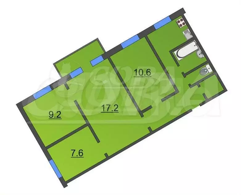 4-к. квартира, 61 м, 4/5 эт. - Фото 0