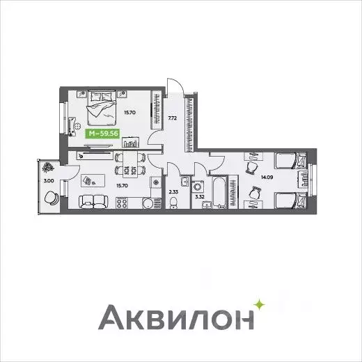 2-к кв. Архангельская область, Северодвинск  (60.37 м) - Фото 0