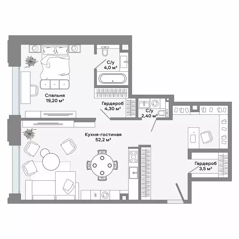 2-комнатная квартира: Москва, Ленинский проспект, 2 (87.6 м) - Фото 1
