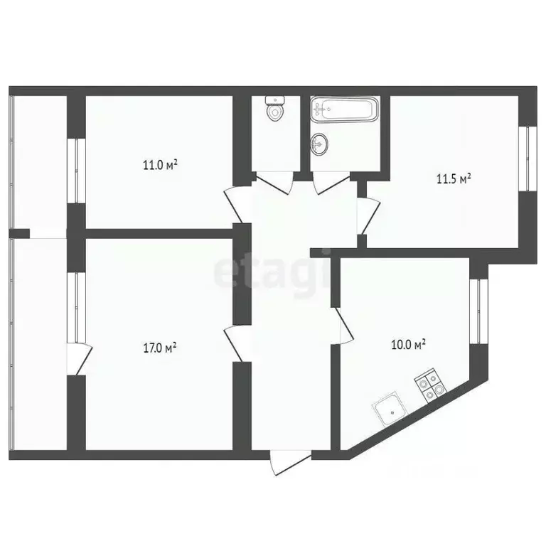 3-к кв. Тюменская область, Тюмень ул. Московский Тракт, 123 (66.3 м) - Фото 2