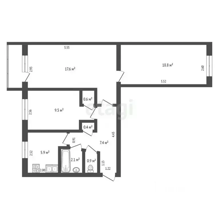 3-к кв. Забайкальский край, Чита Селенгинская ул., 9 (58.8 м) - Фото 1