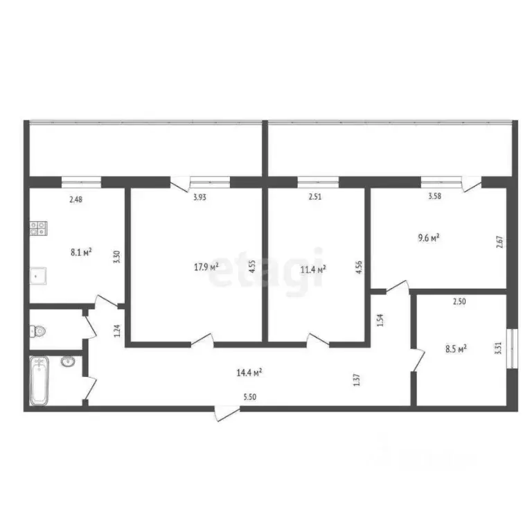 3-к кв. Тюменская область, Тюмень ул. Щербакова, 142 (73.9 м) - Фото 1