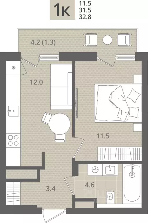 1-к кв. Калининградская область, Пионерский пос. Рыбное, Мо ре жилой ... - Фото 1