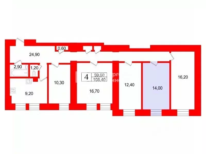 Комната Санкт-Петербург Бумажная ул., 22к2 (14.0 м) - Фото 2
