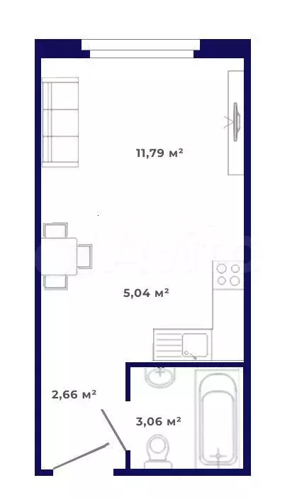 Квартира-студия, 22,6 м, 1/9 эт. - Фото 0