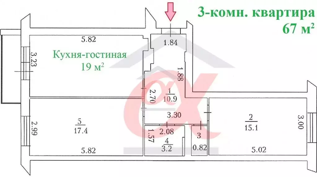 3-к кв. Кемеровская область, Кемерово ул. Тухачевского, 29Б (66.8 м) - Фото 1