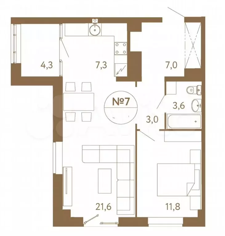 2-к. квартира, 60 м, 2/12 эт. - Фото 0