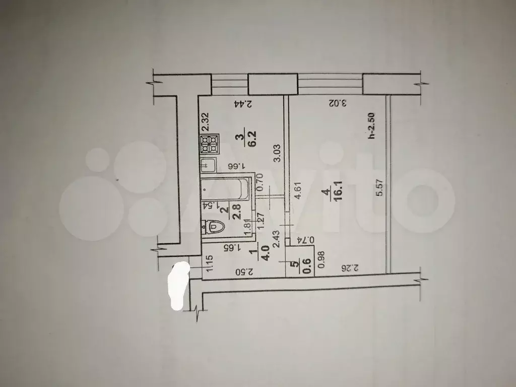 1-к. квартира, 29,7 м, 1/5 эт. - Фото 0