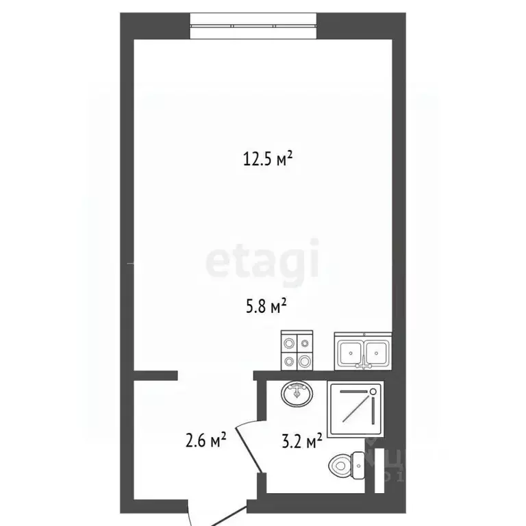 Студия Москва ул. Малая Очаковская, 4Ак1 (24.1 м) - Фото 2