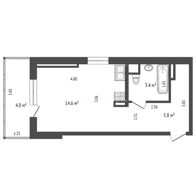 Квартира-студия: Ижевск, Дарьинская улица, 8 (23.8 м) - Фото 1