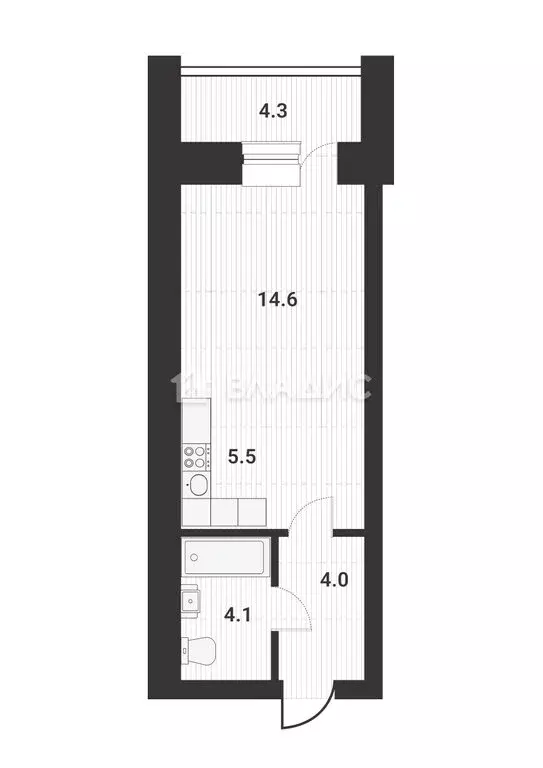 Квартира-студия: Благовещенск, 232-й квартал, 10 (30.2 м) - Фото 1