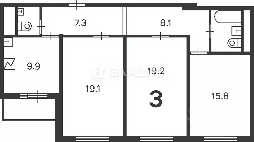3-к кв. Москва ул. Кварцевая, 4к1 (85.4 м) - Фото 1