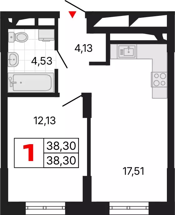 1-комнатная квартира: Екатеринбург, Комсомольская улица, 72А (38.36 м) - Фото 2