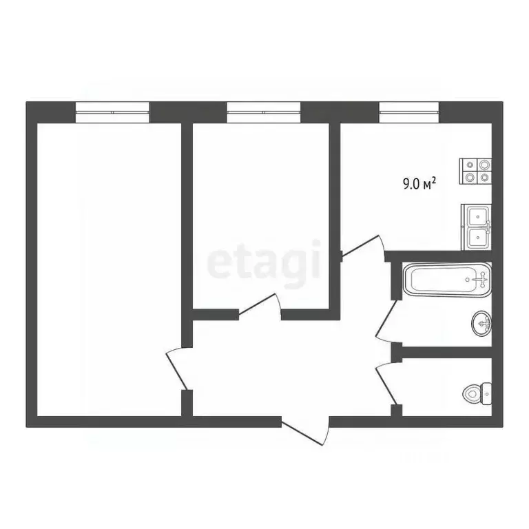 2-к кв. Ставропольский край, Лермонтов ул. Ленина (46.4 м) - Фото 1
