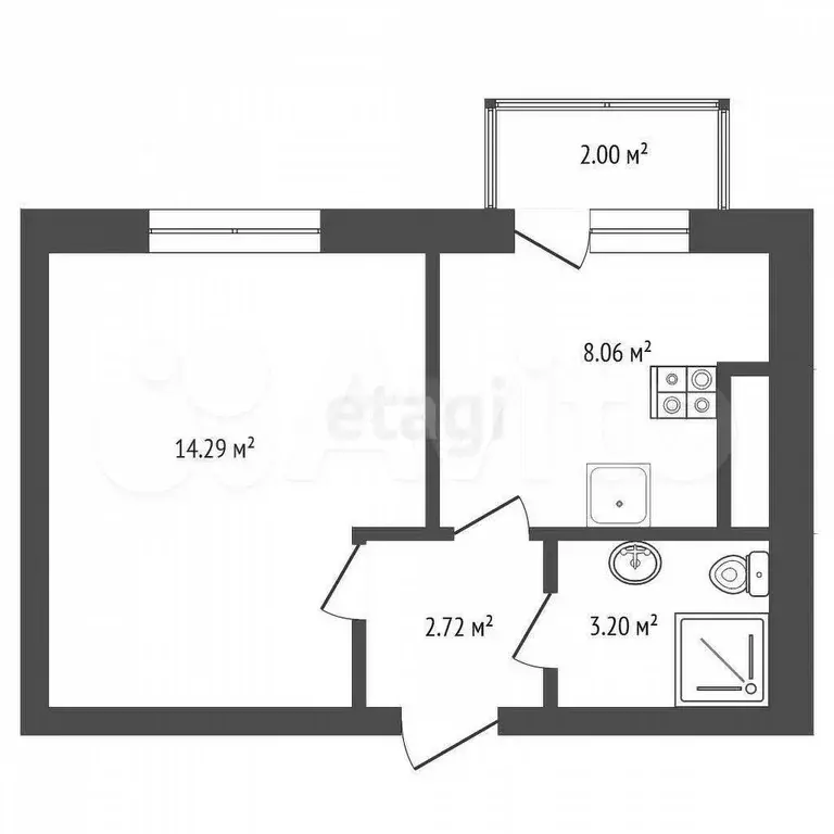1-к. квартира, 48,9 м, 3/3 эт. - Фото 0