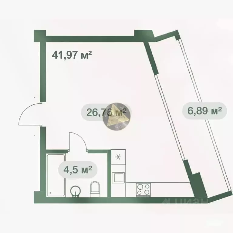 Студия Крым, Ялта ул. Войкова, 39Ак1 (41.97 м) - Фото 2