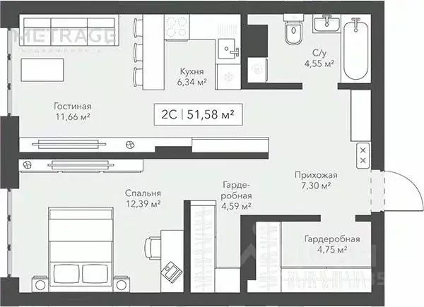 2-к кв. Новосибирская область, Новосибирск ул. Кирова, 119 (51.5 м) - Фото 1