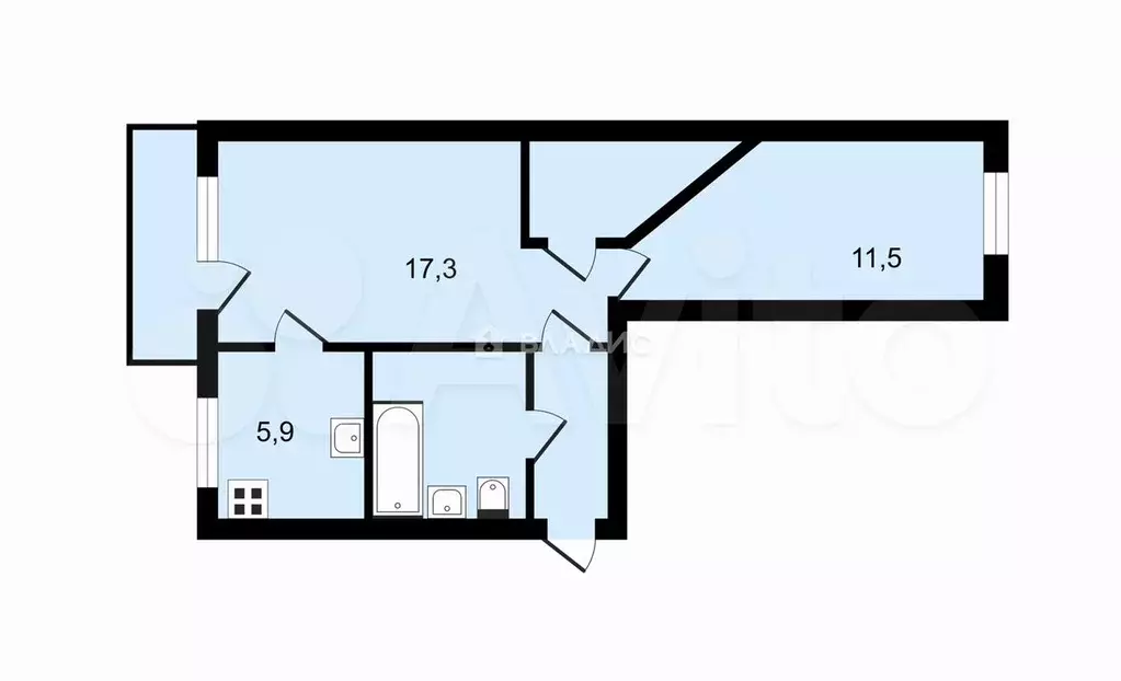 2-к. квартира, 42,9 м, 4/5 эт. - Фото 0
