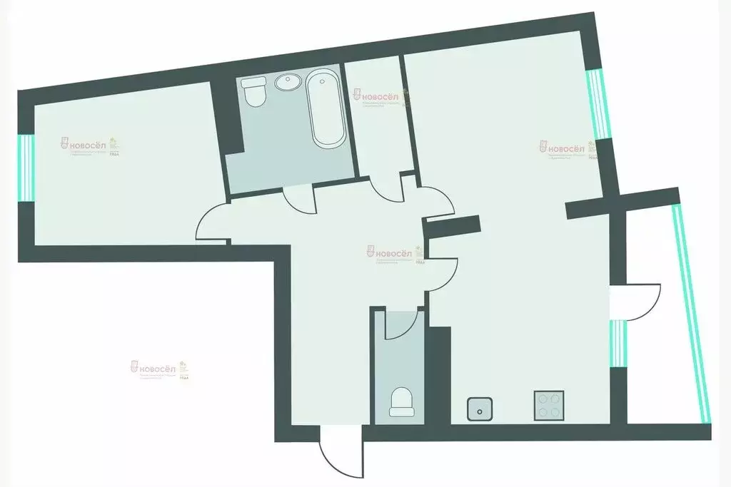 2-комнатная квартира: Екатеринбург, улица Репина, 52 (70 м) - Фото 1