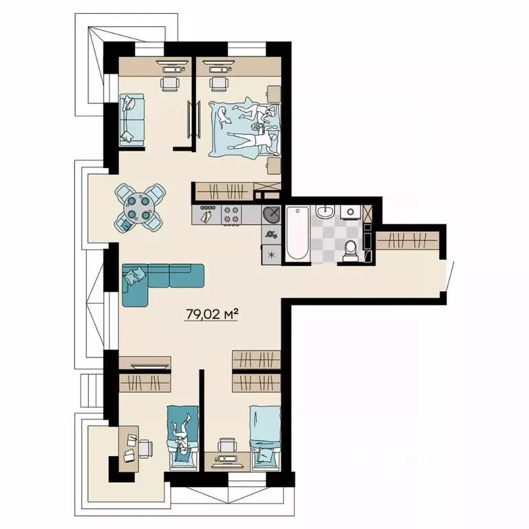 4-к кв. Приморский край, Владивосток ул. Мусоргского, 72/2 (79.02 м) - Фото 1