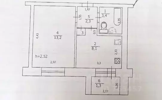 1-к кв. Татарстан, Казань ул. Восстания, 121а (28.6 м) - Фото 2
