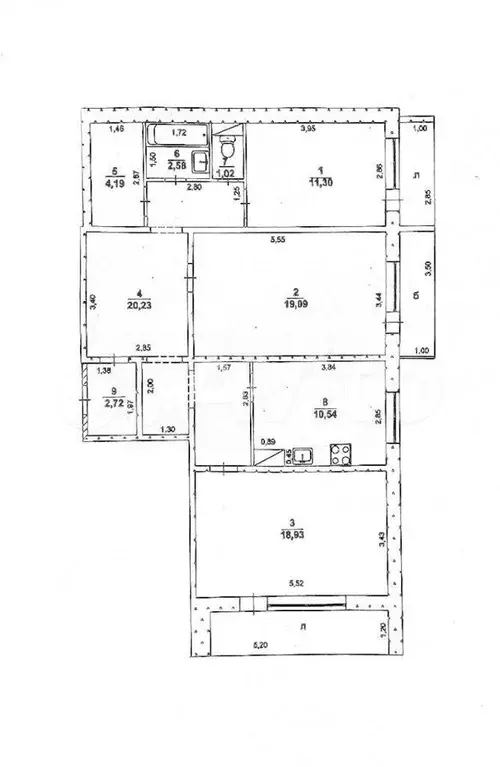 3-к. квартира, 87,9 м, 1/9 эт. - Фото 0