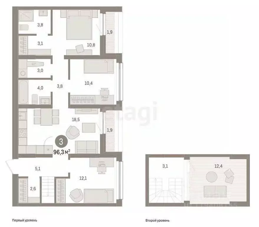 3-к кв. Тюменская область, Тюмень Мысовская ул., 26к1 (96.0 м) - Фото 0