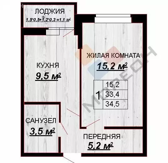 1-комнатная квартира: Краснодар, Тепличная улица, 62/1к3 (33 м) - Фото 0