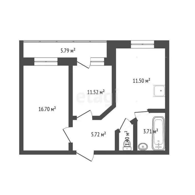 2-комнатная квартира: Тюмень, Станционная улица, 24к1 (49.4 м) - Фото 0