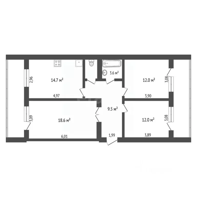 3-к кв. Амурская область, Благовещенск ул. Пушкина, 92 (73.0 м) - Фото 2
