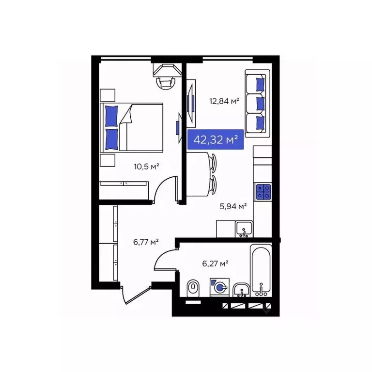 1-к кв. Приморский край, Владивосток Визионер жилой комплекс (42.32 м) - Фото 1