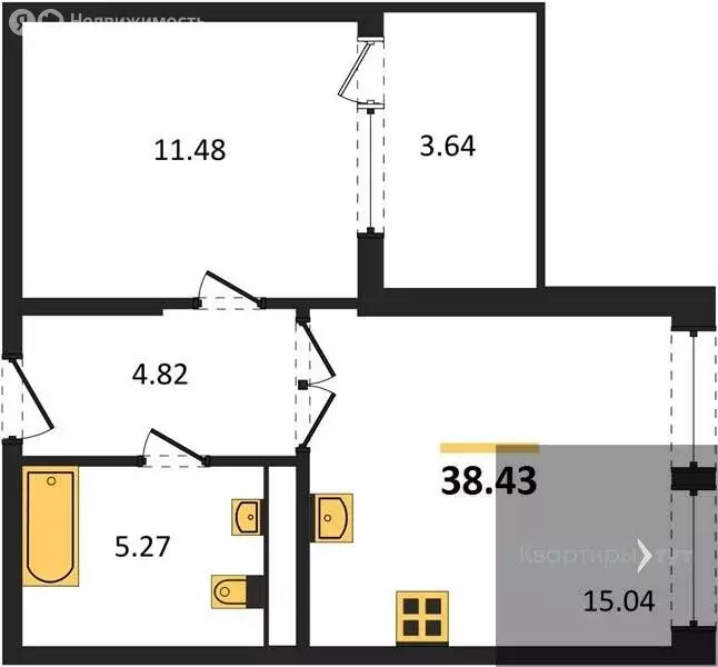 1-комнатная квартира: Воронеж, набережная Чуева, 7 (38.43 м) - Фото 1