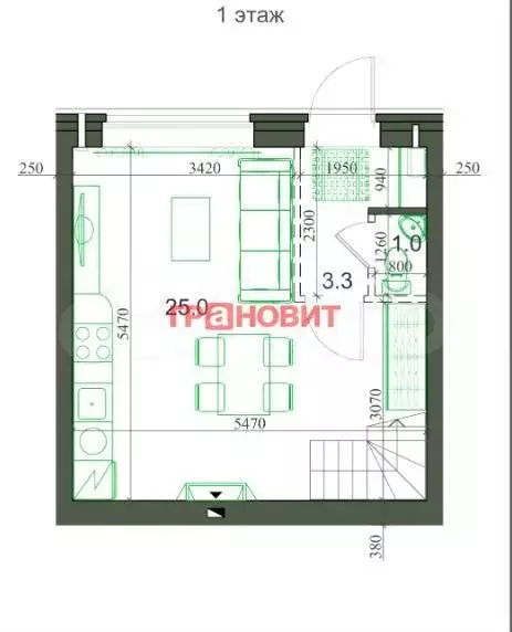 2-к. квартира, 54 м, 1/2 эт. - Фото 0