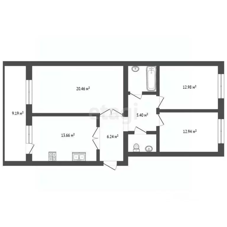 3-к кв. Марий Эл, Йошкар-Ола ул. Чернякова, 3А (86.9 м) - Фото 2