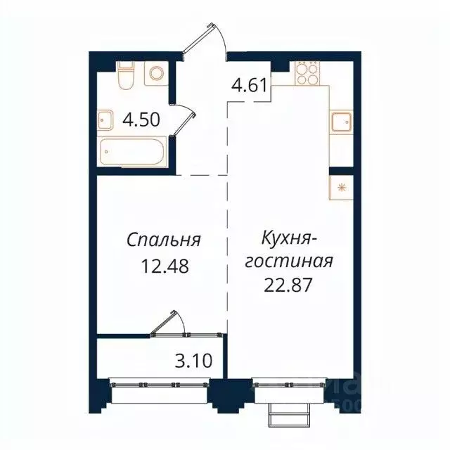 1-к кв. Иркутская область, Иркутск Байкальская ул., 246Б (47.3 м) - Фото 1