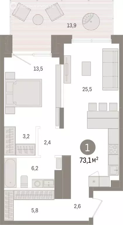 1-комнатная квартира: Новосибирск, улица Аэропорт (73.09 м) - Фото 1