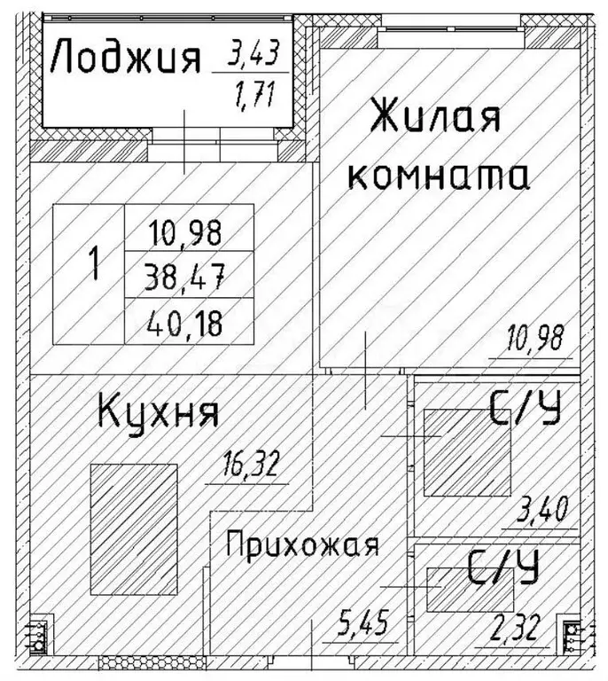 1-к. квартира, 38,5 м, 5/12 эт. - Фото 0