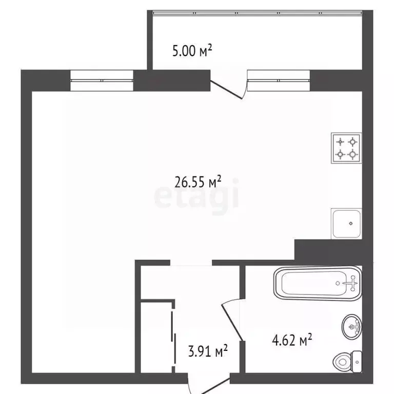 1-к кв. Красноярский край, Красноярск Соколовская ул., 20В (36.5 м) - Фото 2